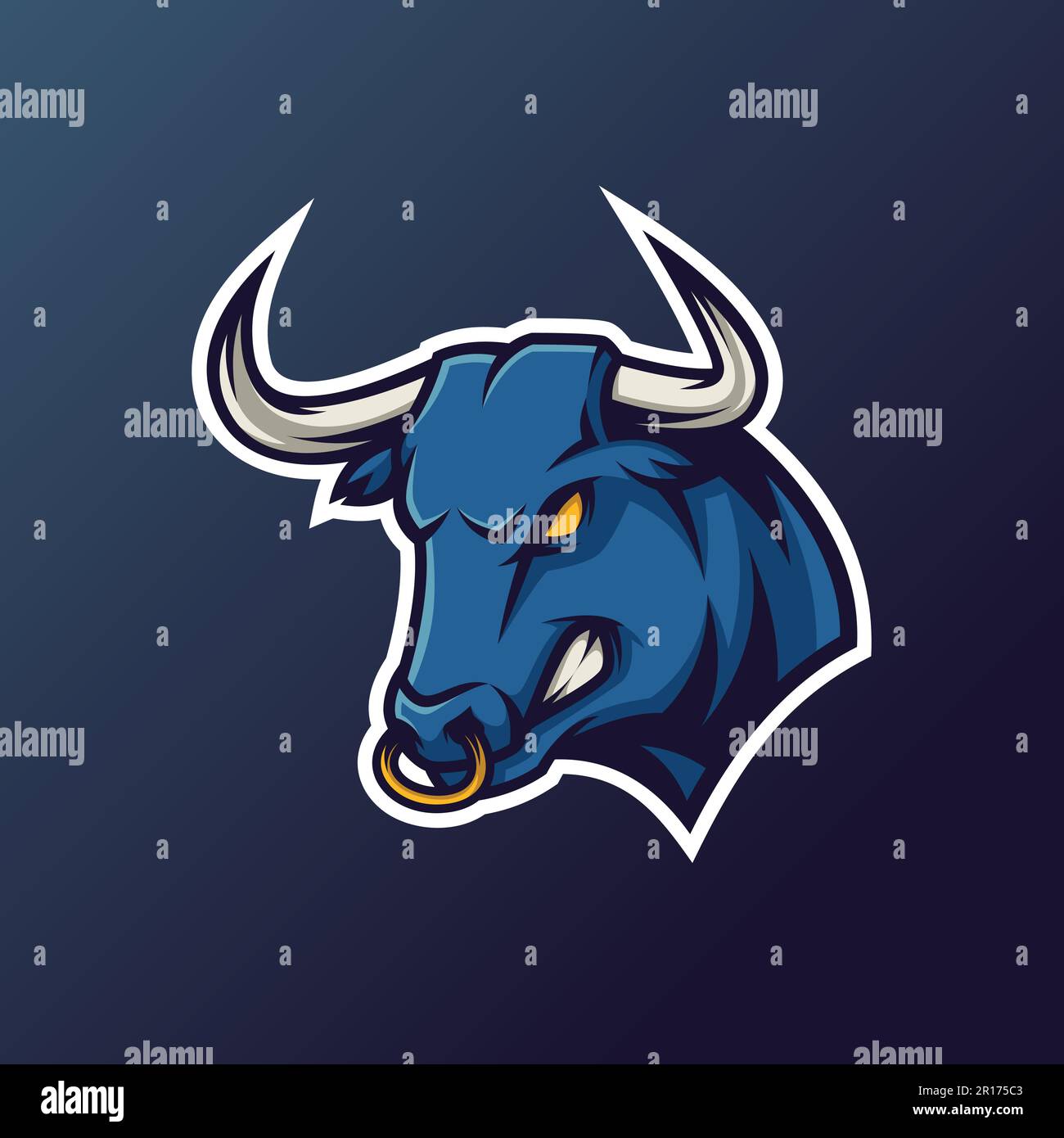Angry Bull Mascot logo - animaux Mascot Esports logo Vector Illustration Design concept. Illustration de Vecteur
