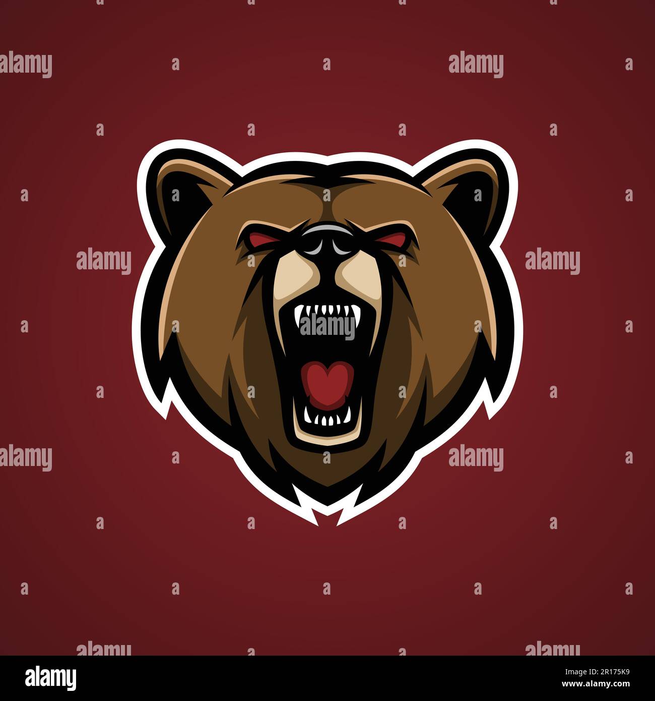 Angry Bear Head Mascot logo - animaux Mascot Esports logo Vector Illustration Design concept. Illustration de Vecteur