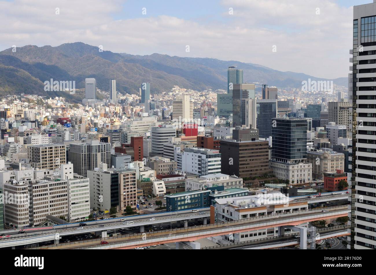 Le paysage urbain de l'observatoire de Kobe Port Tower Banque D'Images