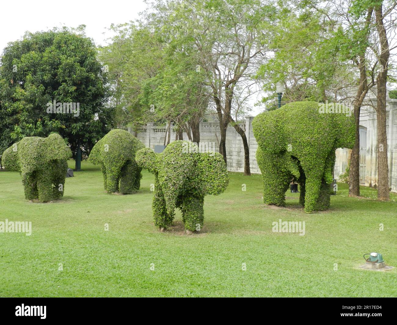 Thaïlande, Ayuthaya (anciennement la capitale royale 1350-1767): Éléphant 'topiaire' dans les jardins du Palais de Bang Pa-in. Banque D'Images
