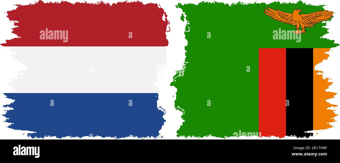 Zambie et pays-Bas grunge flags connexion, vecteur Illustration de Vecteur