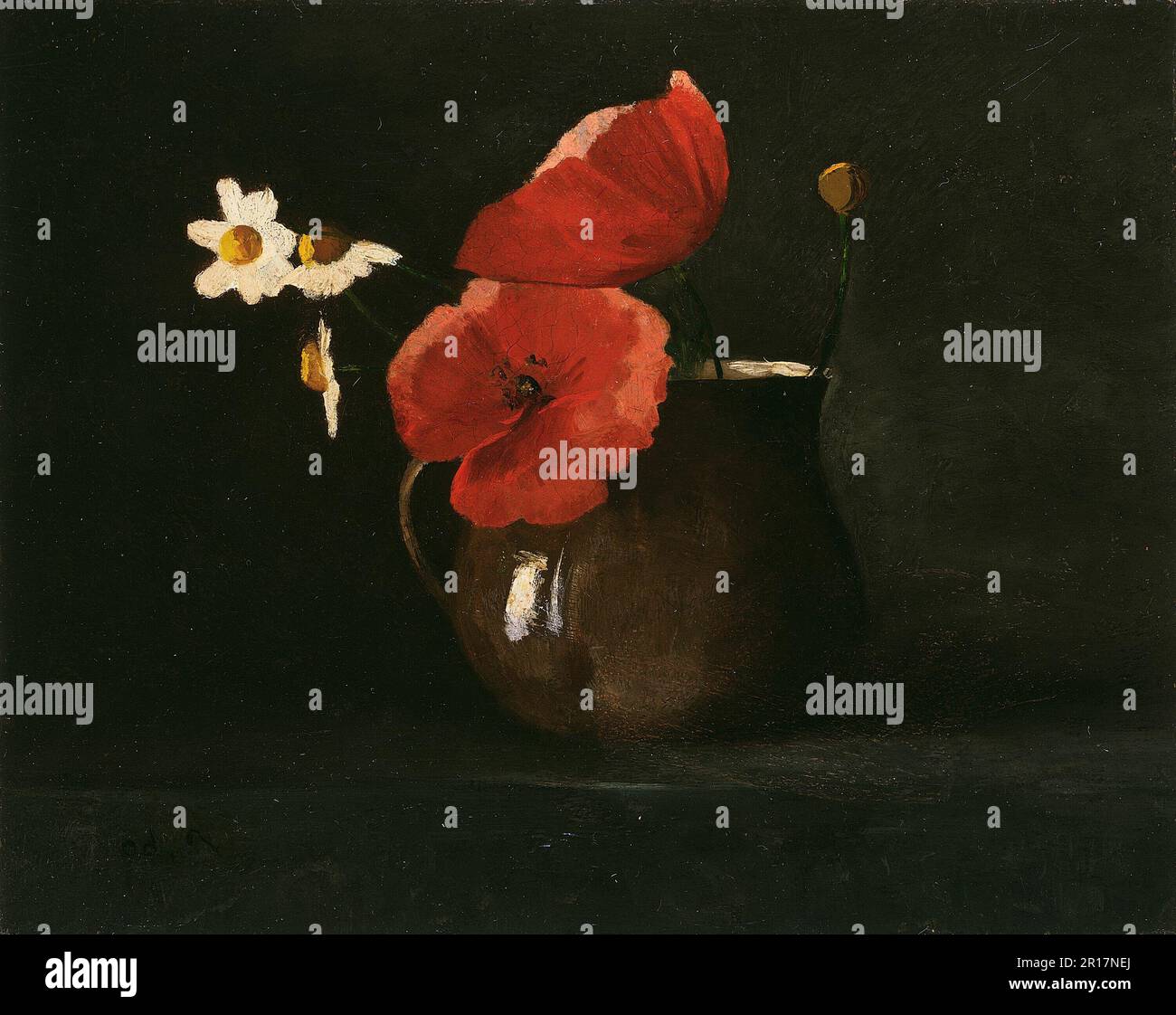 Fleurs: Coquelicots et pâquerettes Date: c. 1867 artiste: Odilon Redon French, 1840-1916 Banque D'Images