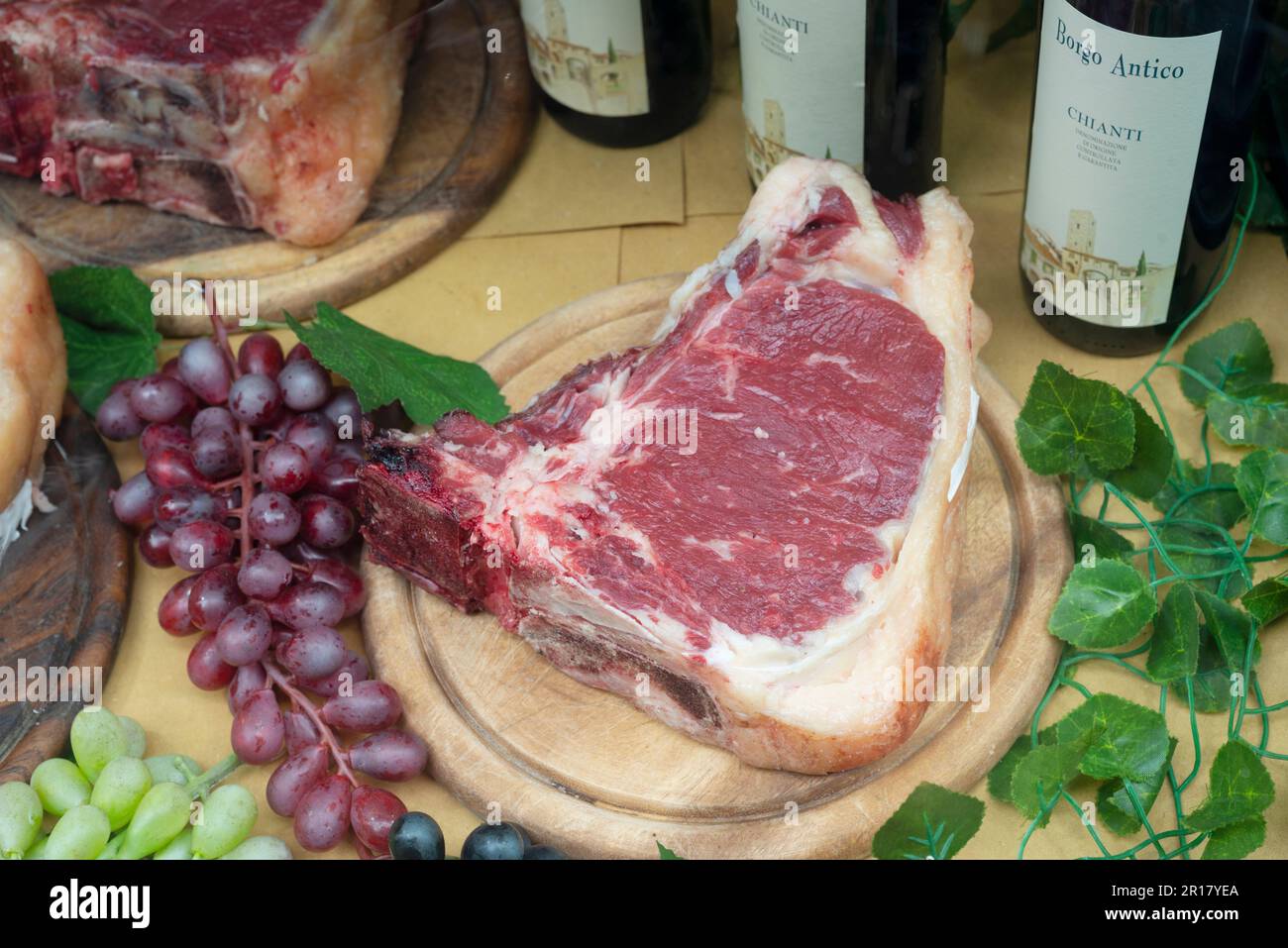 Italie, Festival de la cuisine de rue, Boucher typiquement toscan, bœuf frais Banque D'Images