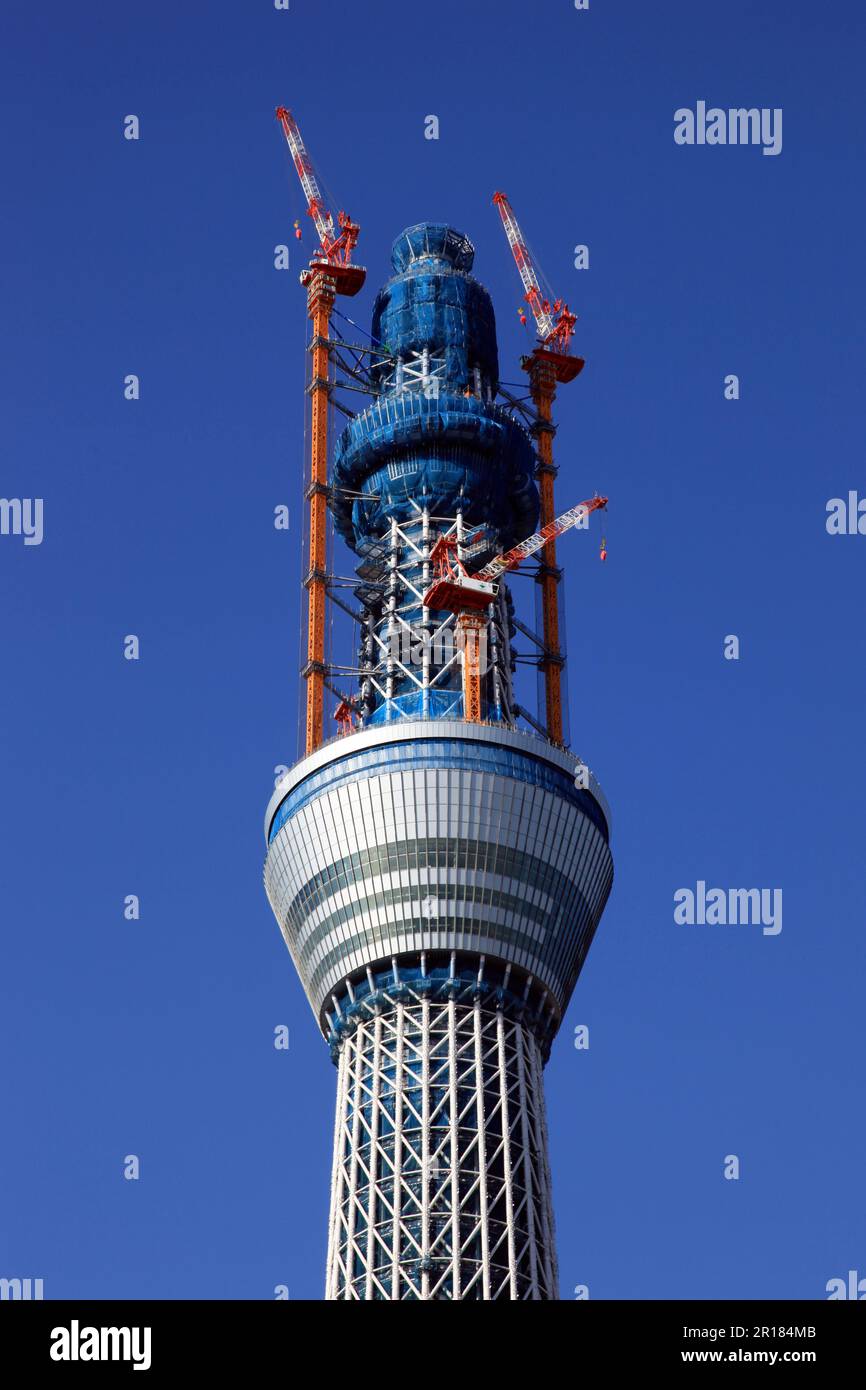 Depuis le pont d'observation du Sky Tree de Tokyo au sommet. Banque D'Images