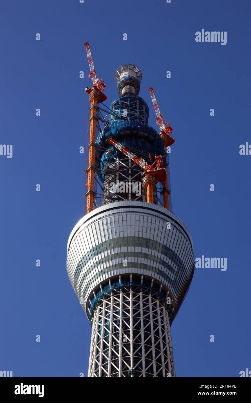 Depuis le pont d'observation du Sky Tree de Tokyo au sommet. Banque D'Images