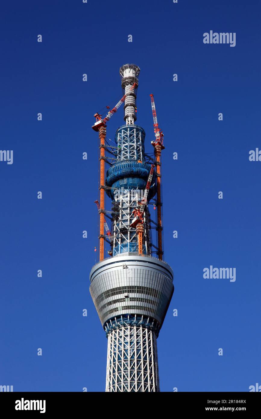 Depuis le pont d'observation du Sky Tree de Tokyo au sommet. Banque D'Images