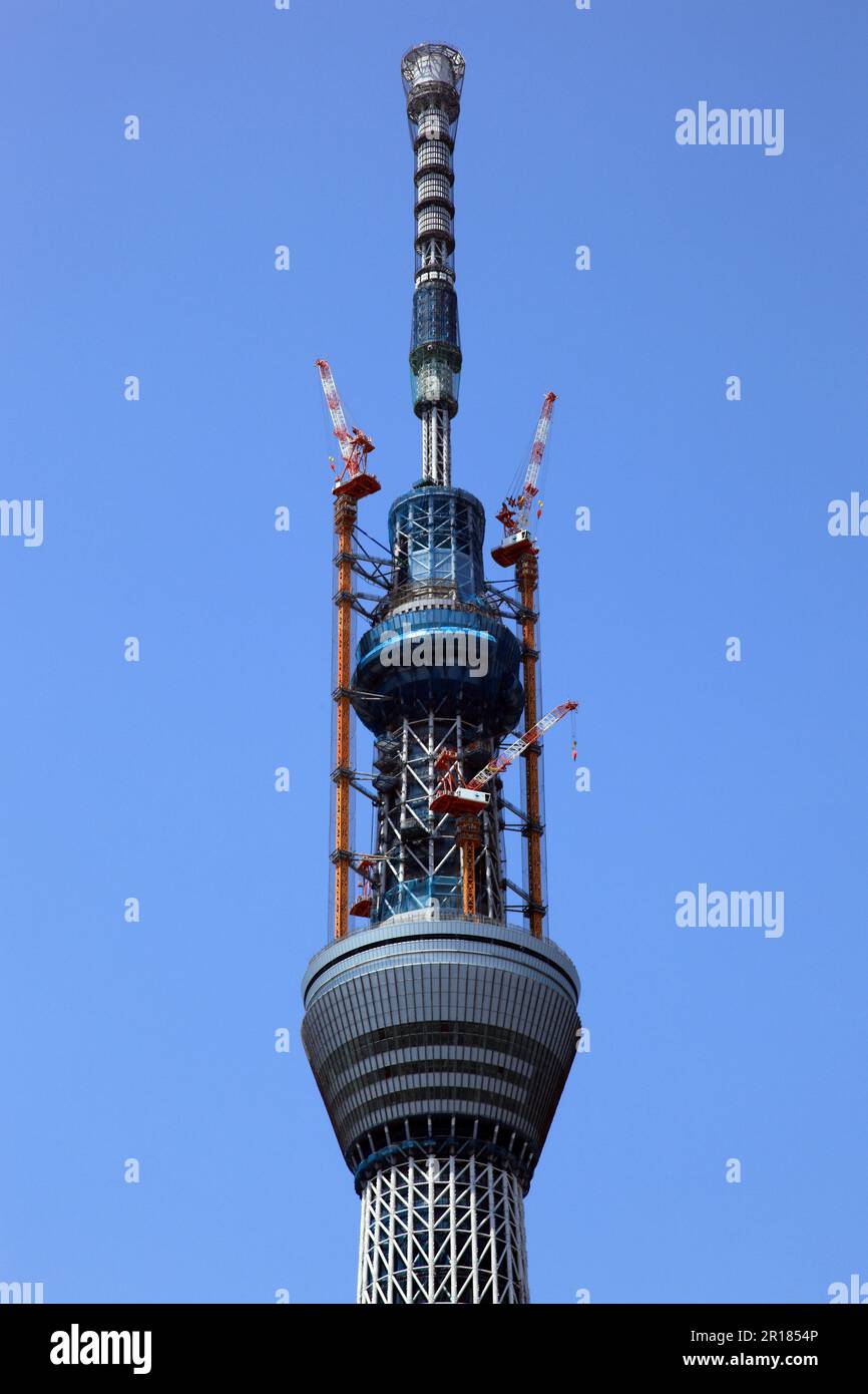 Depuis le pont d'observation du Sky Tree de Tokyo au sommet. Banque D'Images