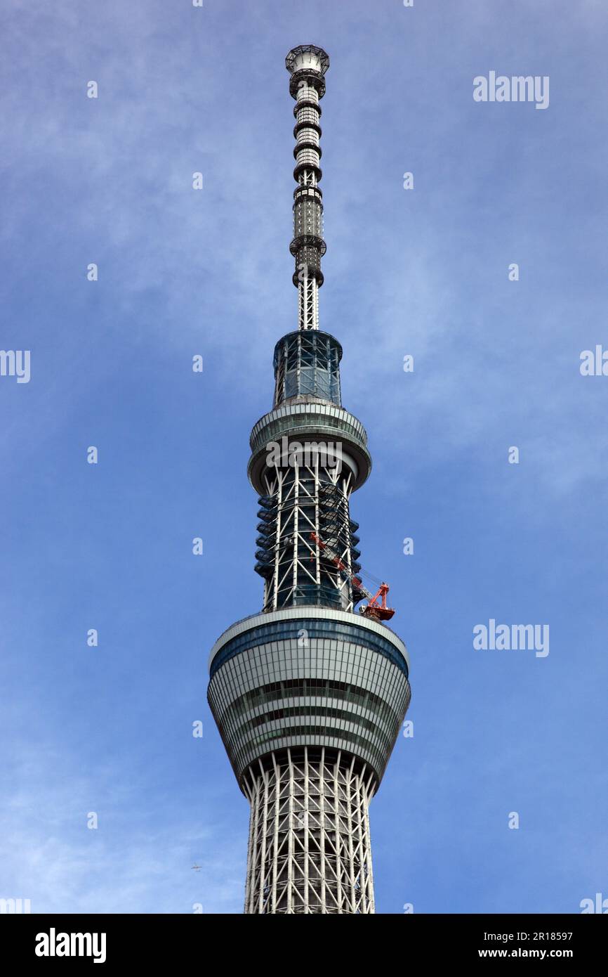Depuis le pont d'observation du Sky Tree de Tokyo au sommet. Banque D'Images