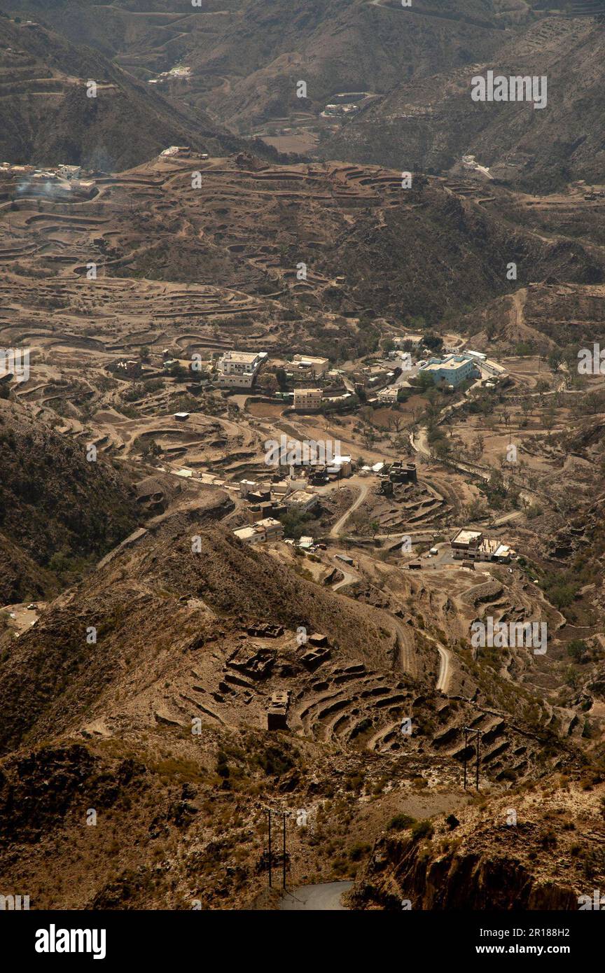 Chaîne de montagnes ASiR dans le sud-ouest de l'Arabie Saoudite Banque D'Images