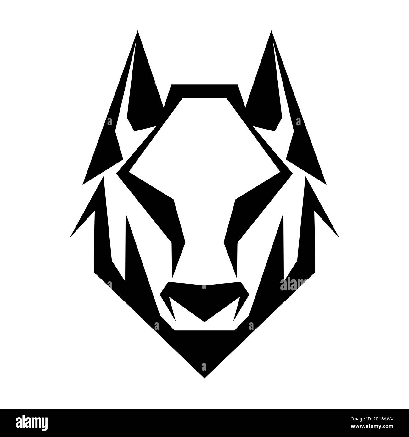 Logo Wolf. Résumé polygone noir tête de loup. Visage de loup calme. Illustration vectorielle Illustration de Vecteur