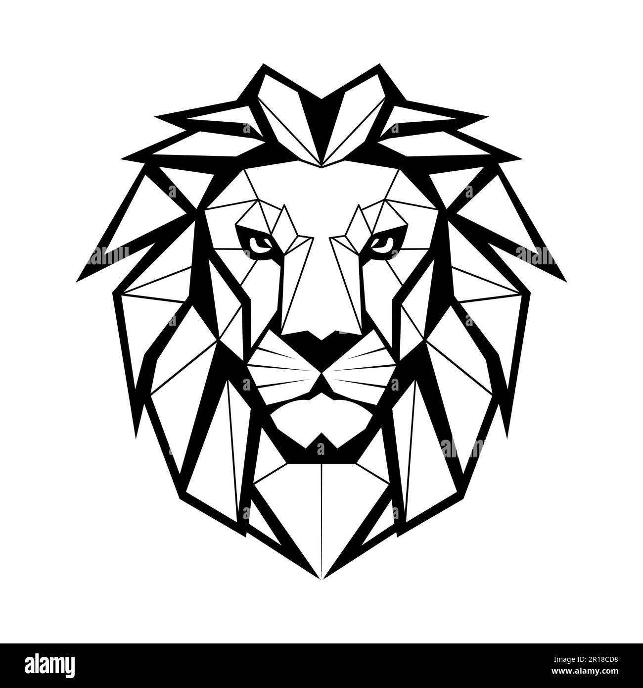 Logo Lion. Tête de lion géométrique noire abstraite. Mise en plan de la face du lion. Illustration vectorielle Illustration de Vecteur