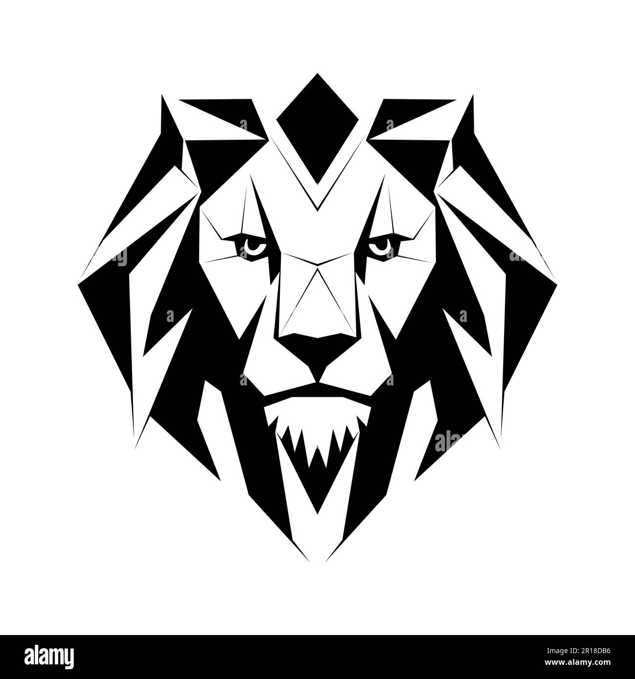 Logo Lion. Tête de lion géométrique noire abstraite. Mise en plan de la face du lion. Illustration vectorielle Illustration de Vecteur