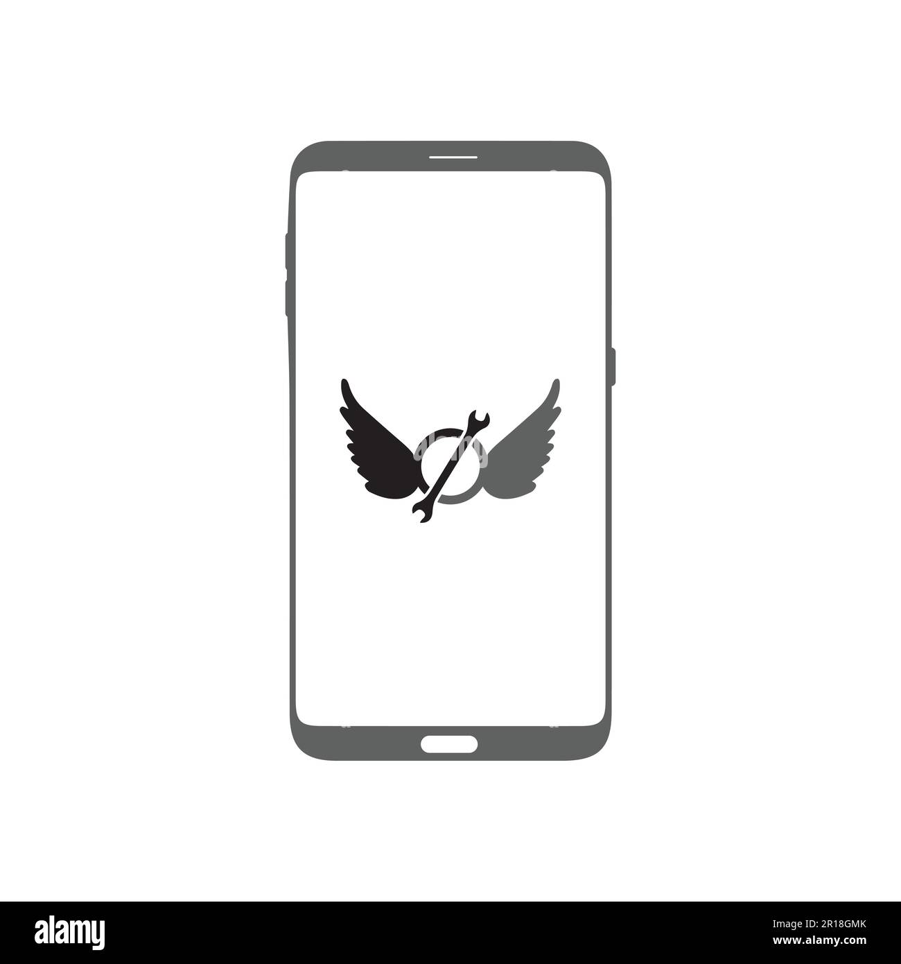 Logo smartphone. illustration du vecteur mobile avec ailes et outil de réglage. Illustration de Vecteur