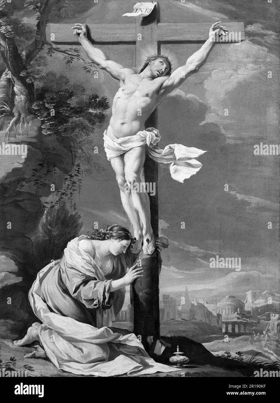 Christ sur la Croix avec Marie Magdalene Date: 1640/50 artiste: Disciple de Simon Vouet French, 1590-1649 Banque D'Images