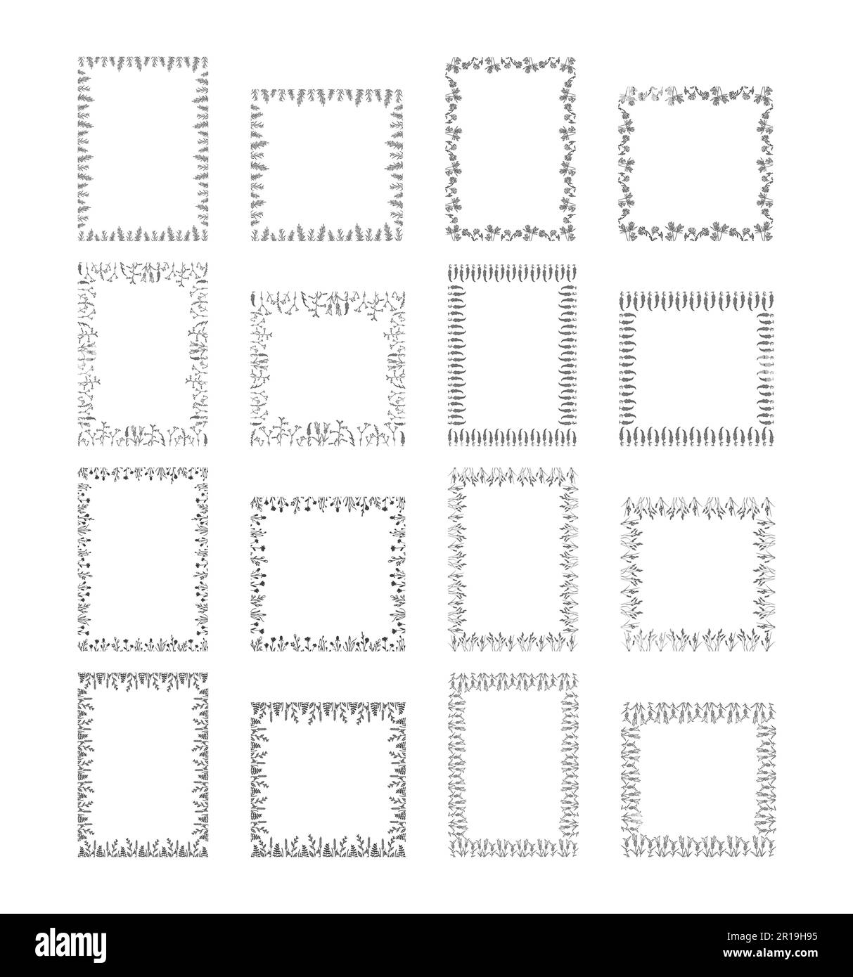 Bordures élégantes rétro et ornements de prairie en filigrane. Illustration de Vecteur