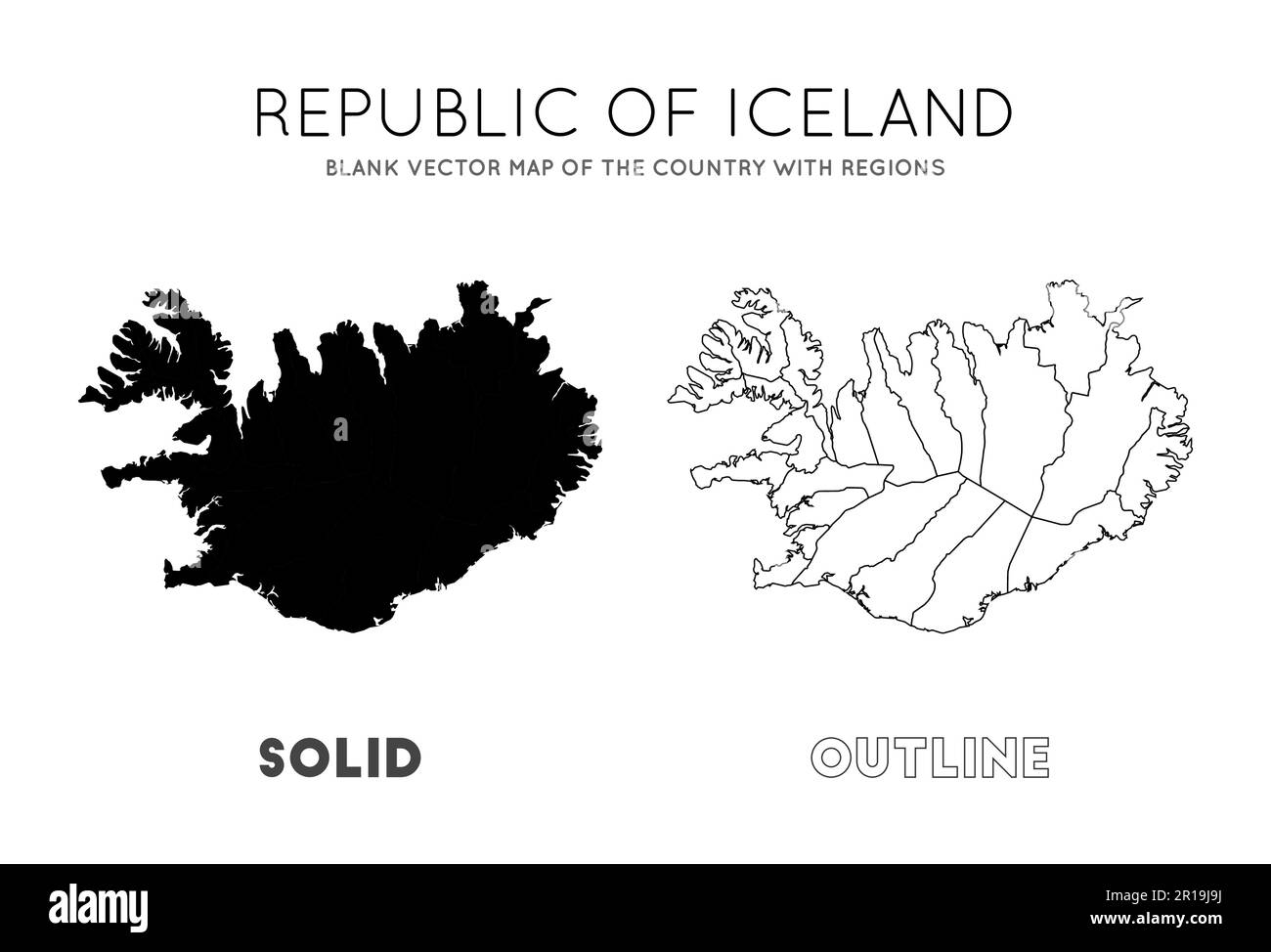 Carte de l'Islande. Carte vectorielle vierge du pays avec les régions. Frontières de l'Islande pour votre infographie. Illustration vectorielle. Illustration de Vecteur