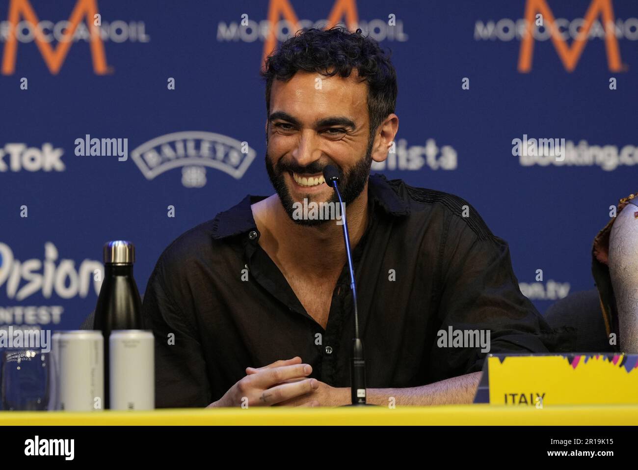 Conférence de presse avec le participant italien Marco Mengoni avant la finale du Concours Eurovision de la chanson samedi à la M&S Bank Arena de Liverpool. Date de la photo: Vendredi 12 mai 2023. Banque D'Images