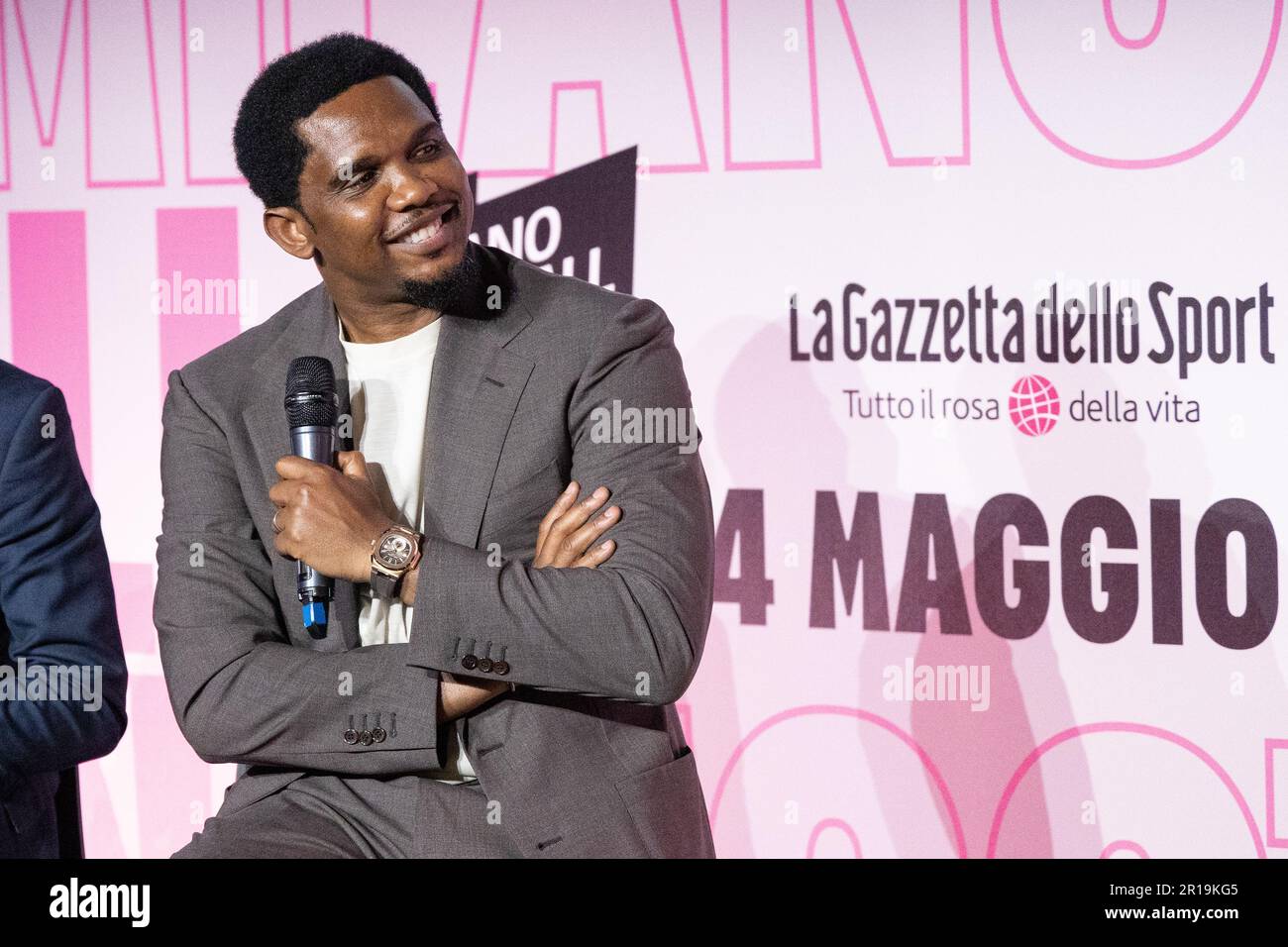 Milan, Italie - 12 mai 2023 - Samuel ETO invité dans un talk show à la semaine de football de Milan organisé par la Gazzetta dello Sport Credit: Kines Milano/Alay Live News Banque D'Images