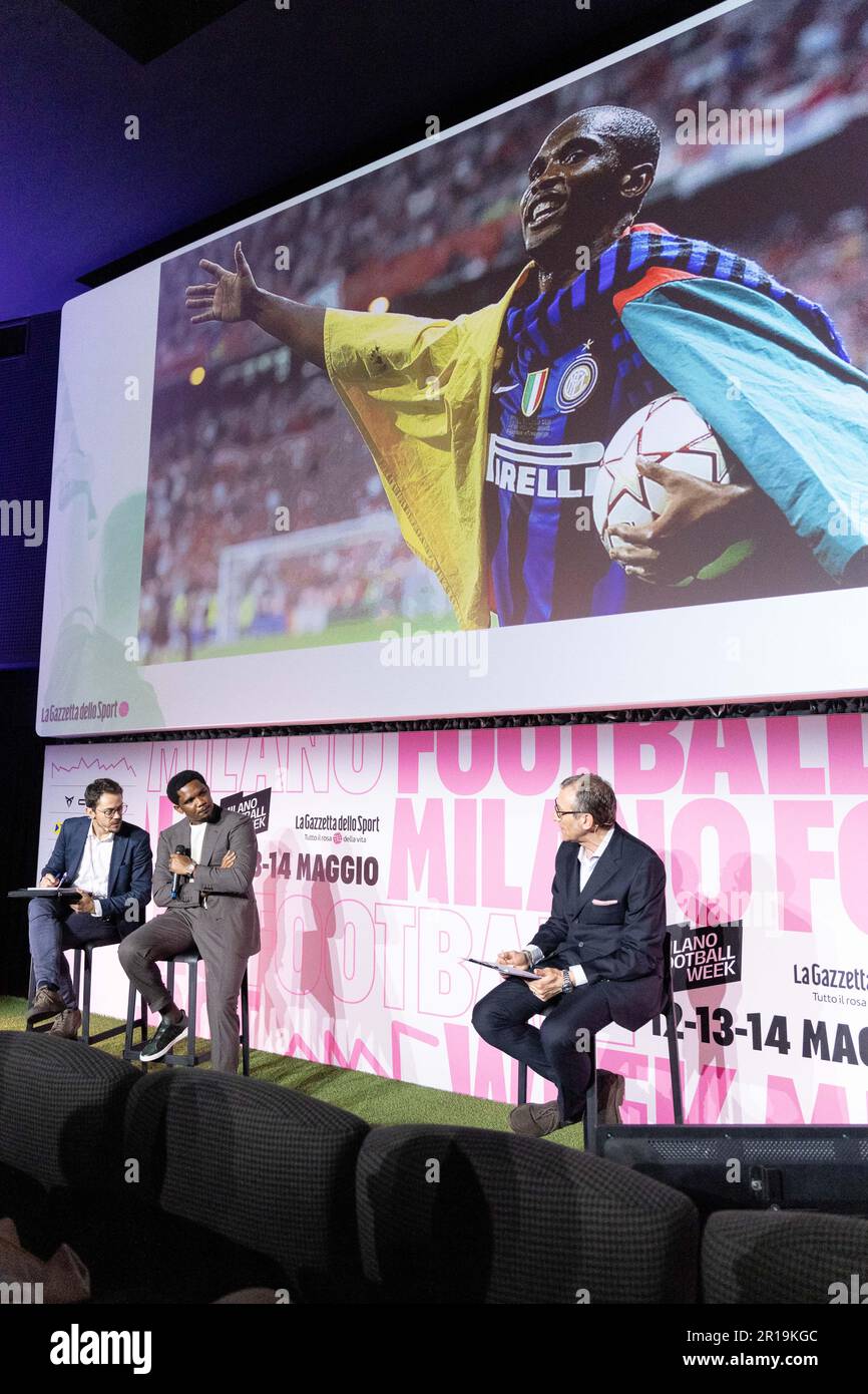 Milan, Italie - 12 mai 2023 - Samuel ETO invité dans un talk show à la semaine de football de Milan organisé par la Gazzetta dello Sport Credit: Kines Milano/Alay Live News Banque D'Images