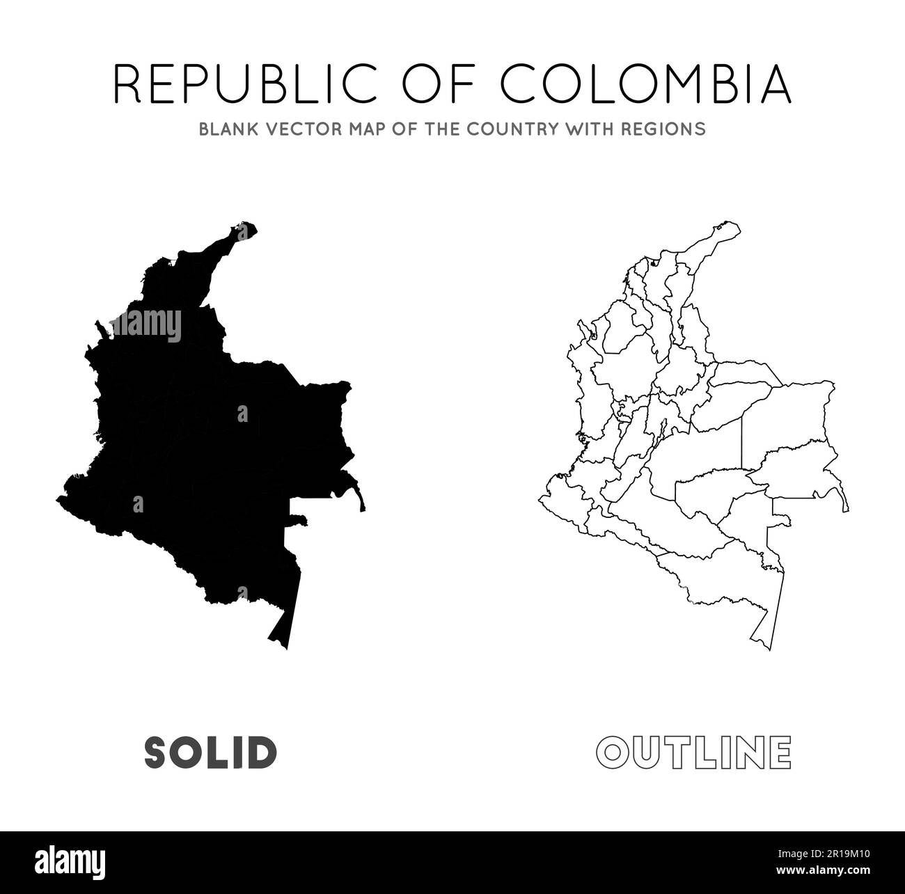 Carte de Colombie. Carte vectorielle vierge du pays avec les régions. Frontières de la Colombie pour votre infographie. Illustration vectorielle. Illustration de Vecteur