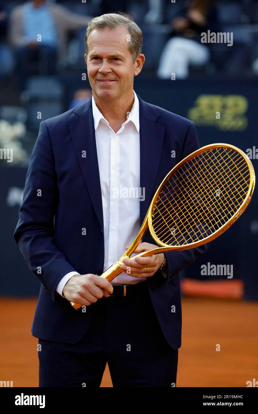 12 mai 2023, ROME, ITALIE : Stefan Edberg reçoit le prix Golden Racket 2023  lors du tournoi de tennis italien Open à Rome, Italie. 12th mai 2023.  ANSA/FABIO FRUSTACI (Credit image: ©