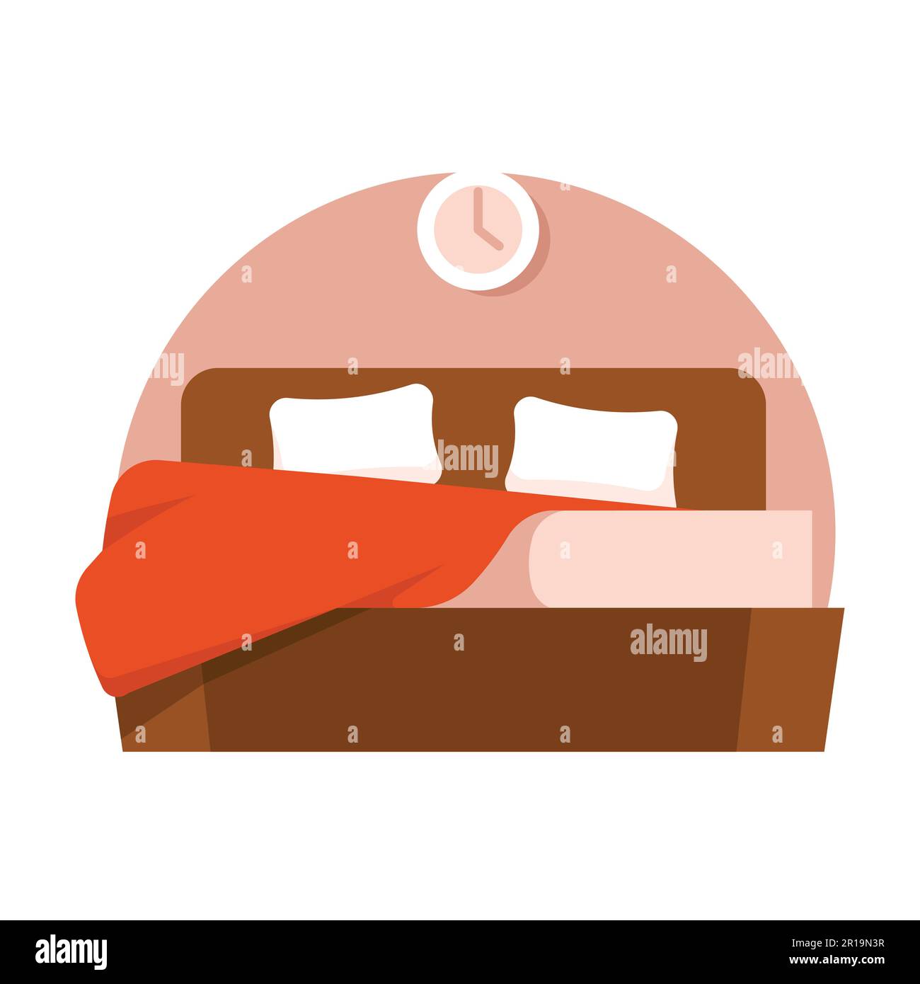 Illustration vectorielle d'un lit avec un oreiller et une horloge Illustration de Vecteur