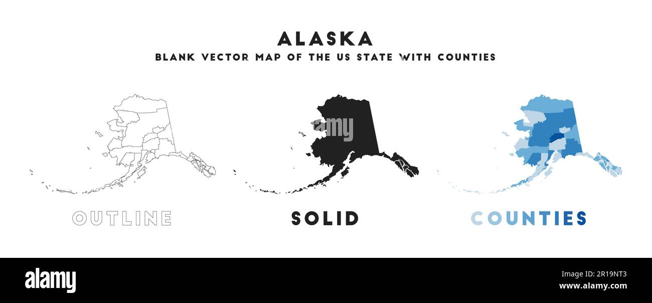 Carte Alaska. Frontières de l'Alaska pour votre infographie. Forme d'état US vectoriel. Illustration vectorielle. Illustration de Vecteur