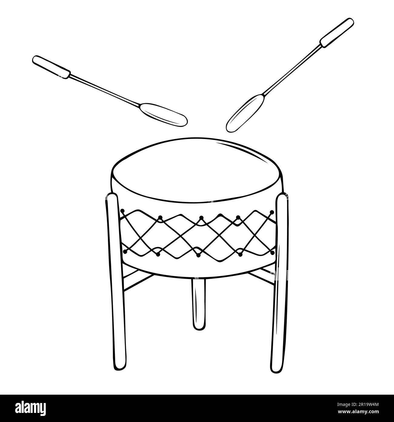 Illustration du vecteur de tambour américain traditionnel de Pow Wow Drum Illustration de Vecteur