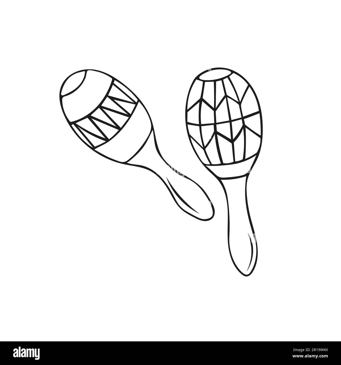 Icône de maracas mexicain, musique et instruments, graphiques vectoriels de signe sonore sur fond blanc. Illustration de Vecteur