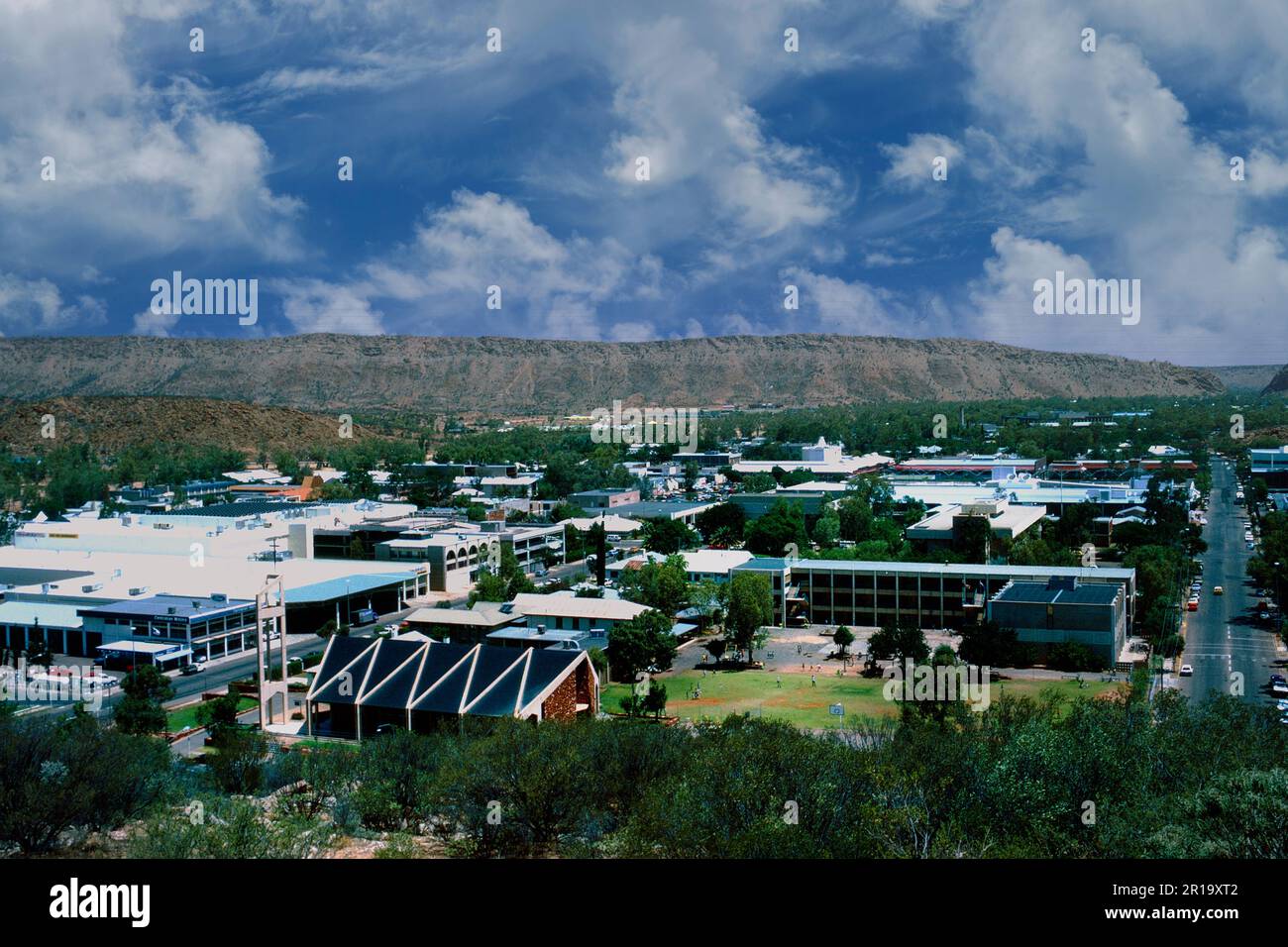 Alice Springs, territoire du Nord, Australie, vue depuis ANZAC Hill (1987) Banque D'Images