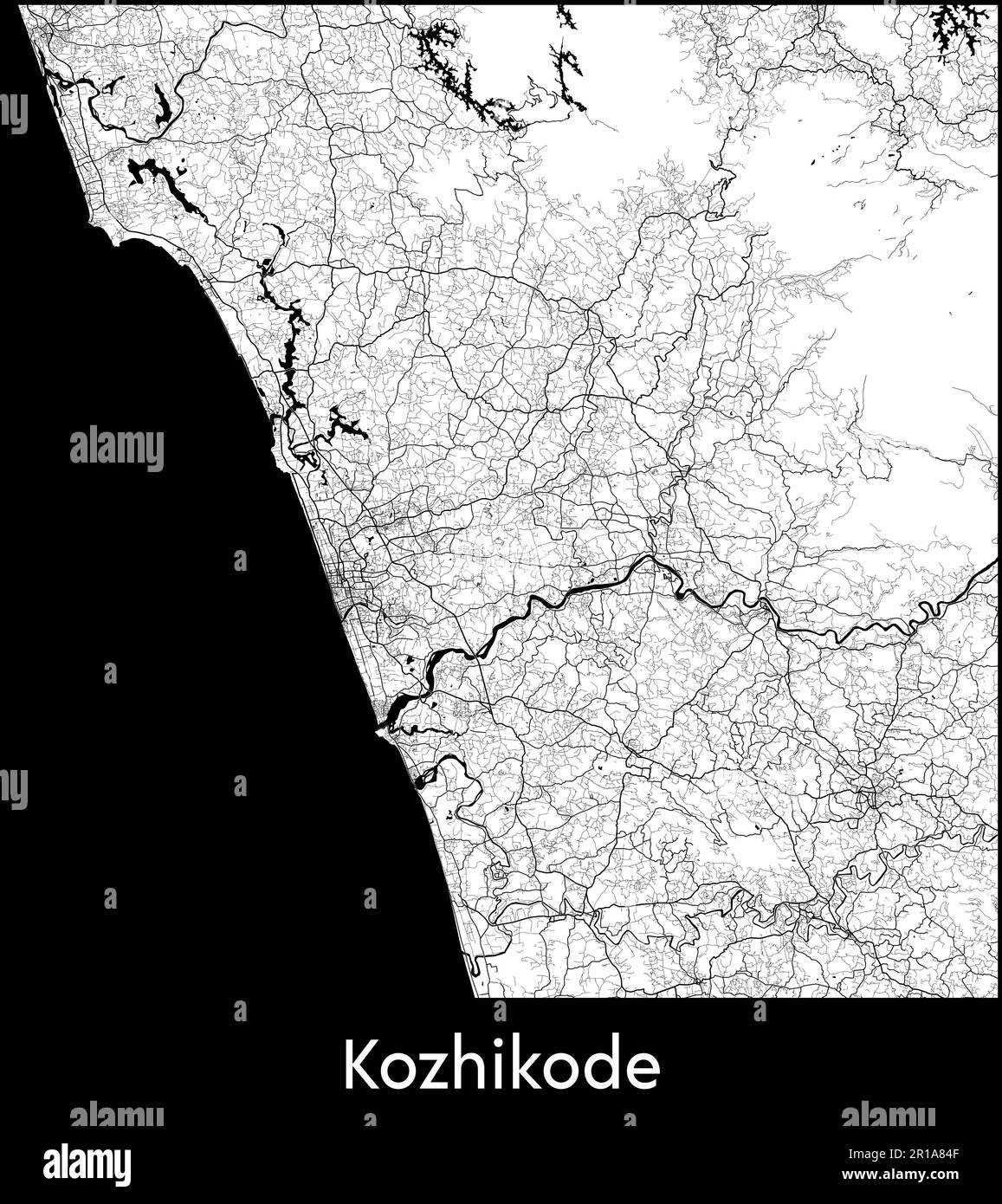 Carte de la ville Asie Inde Kozhikode illustration vectorielle Illustration de Vecteur