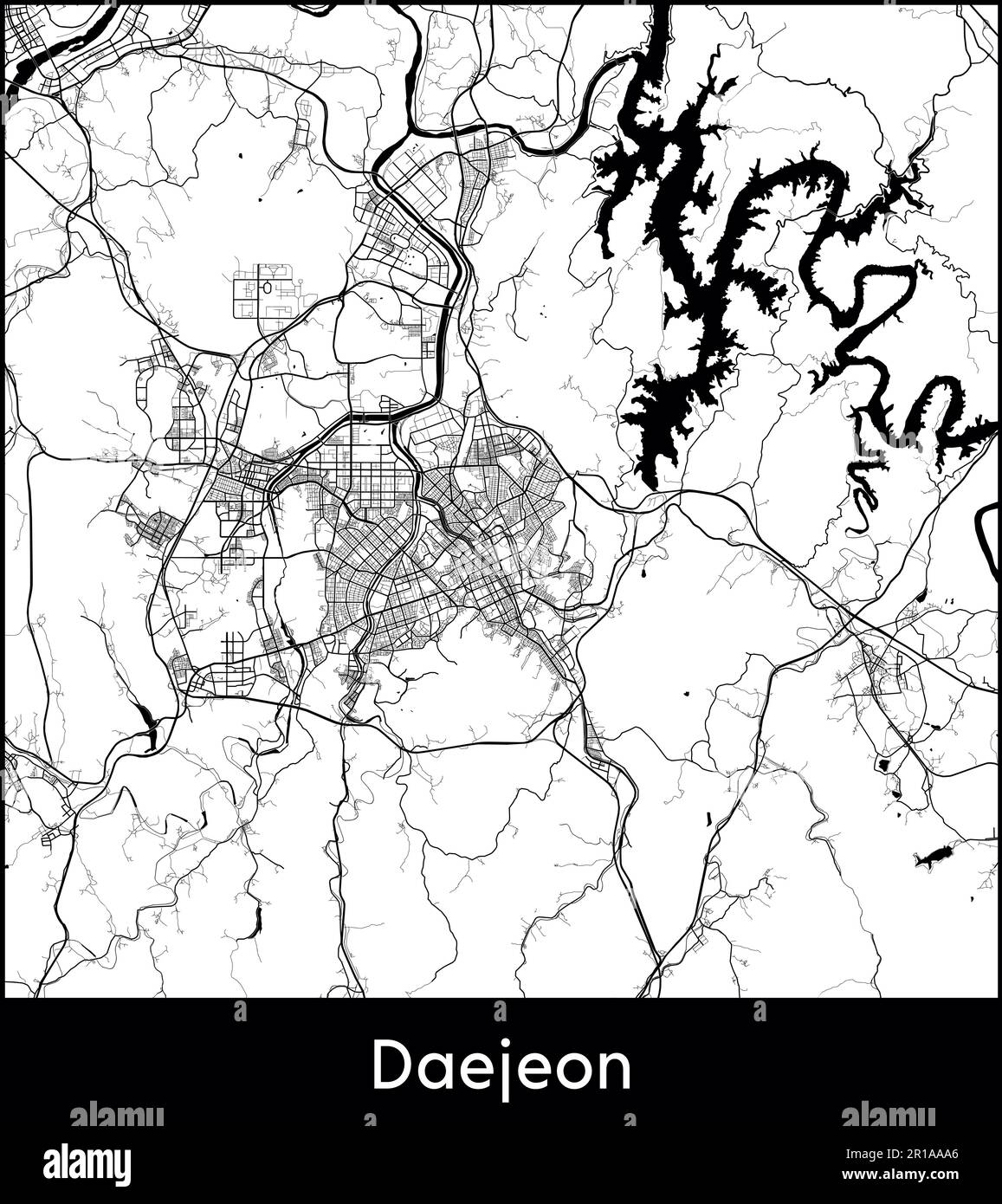 Carte de la ville Asie Corée du Sud Daejeon illustration vectorielle Illustration de Vecteur