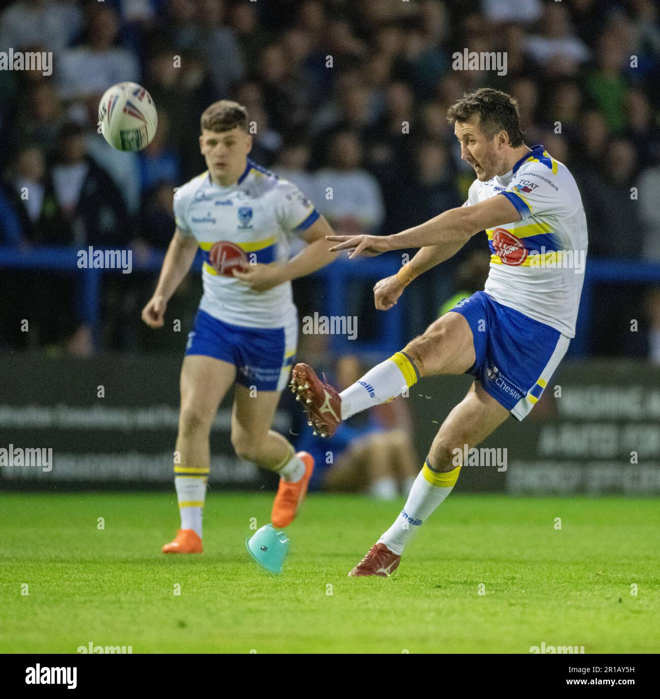 Warrington, Cheshire, Angleterre 12th mai 2023. Stefan Ratchford, de Warrington, a fait une pénalité, pendant les Harrington Wolves V Hull Kingston Rovers au stade Halliwell Jones, la Betfred Super League. (Image de crédit : ©Cody Froggatt/Alamy Live News) Banque D'Images