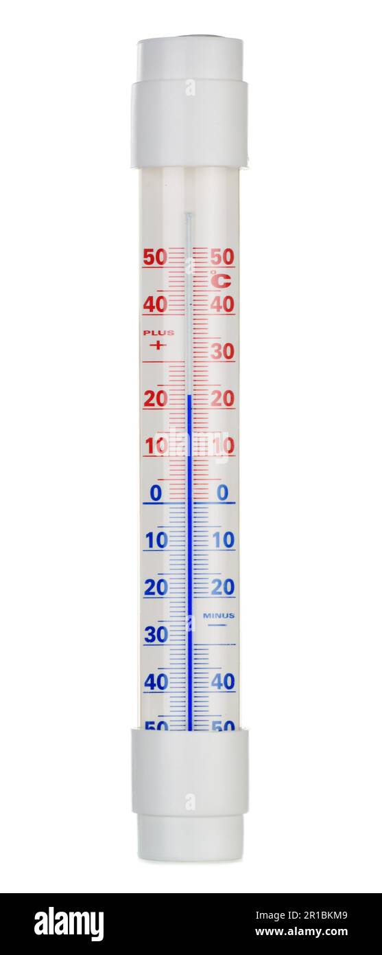 Thermomètre à alcool isolé sur fond blanc Banque D'Images