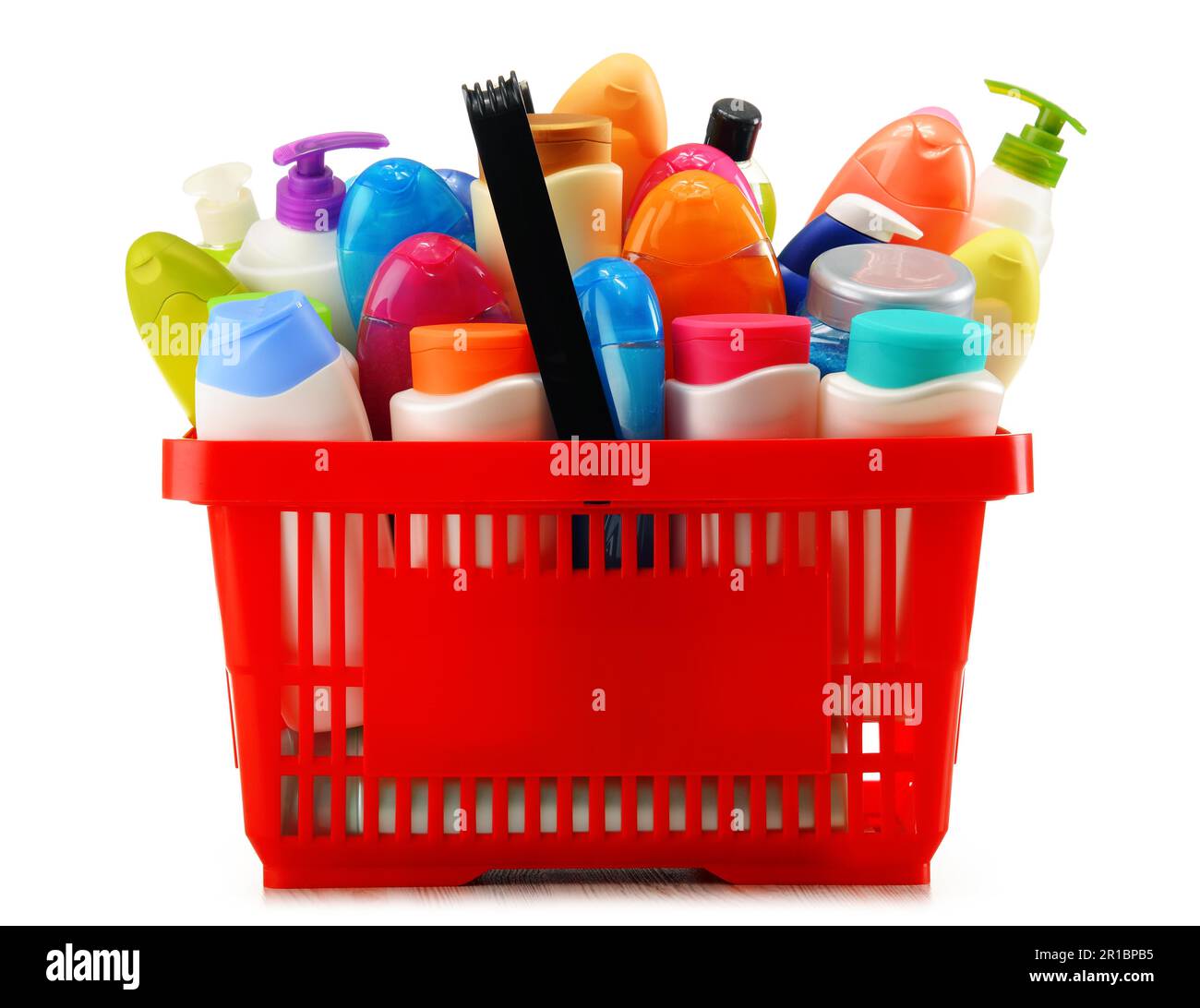 Panier avec soins du corps et produits de beauté isolated on white Banque D'Images Panier avec soins du corps et produits de beauté isolated on white Banque D'Images