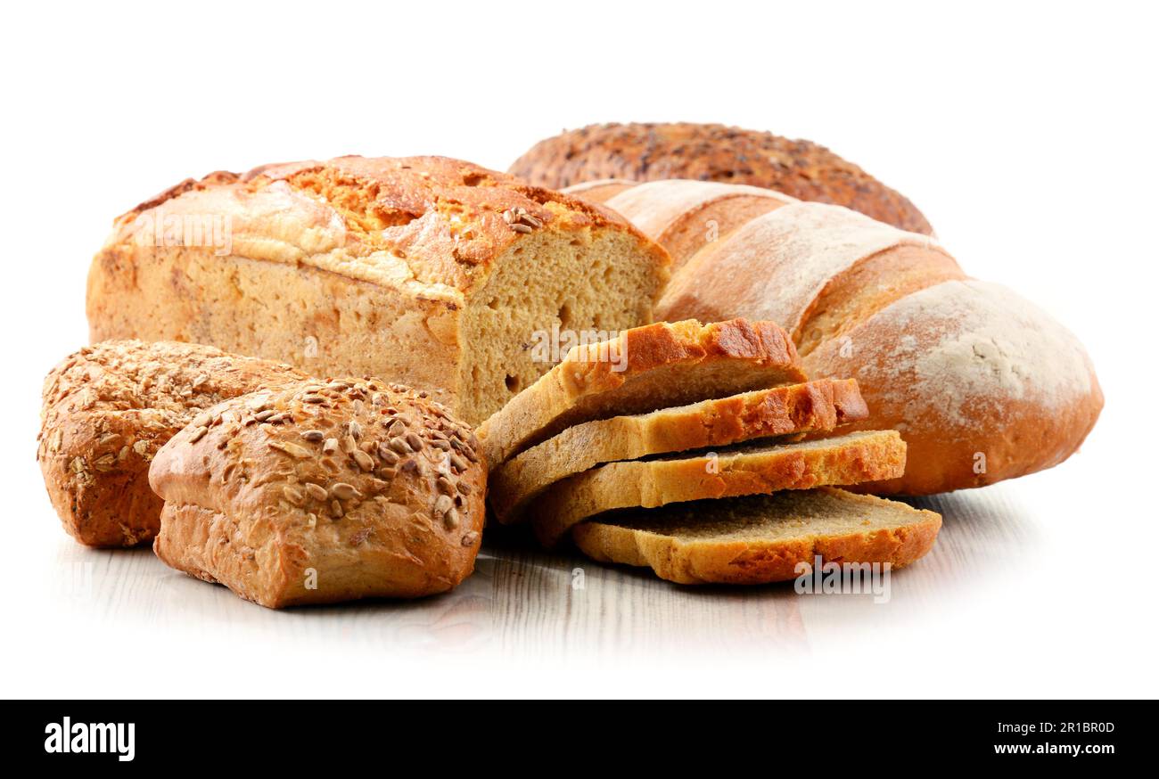 La composition avec un assortiment de produits à pâtisserie isolated on white Banque D'Images