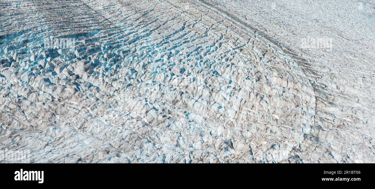 Vue rapprochée de la surface des glaciers, Salmon Glacier, Colombie-Britannique, Canada. Banque D'Images