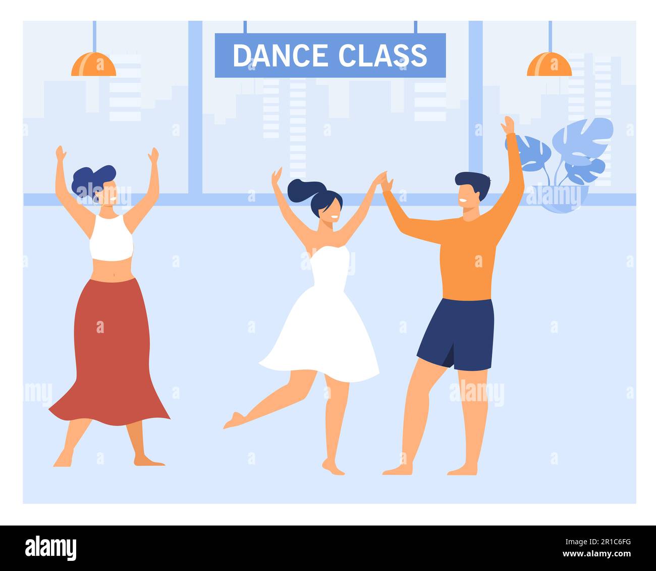 Couple heureux en cours de danse Illustration de Vecteur