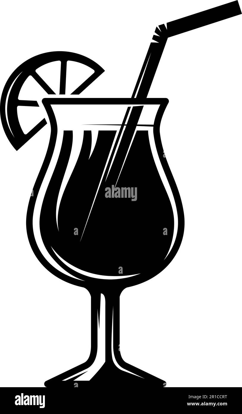 Illustration d'un cocktail de style monochrome vintage. Élément design pour logo, étiquette, affiche, affiche, carte, badge. Illustration vectorielle Illustration de Vecteur