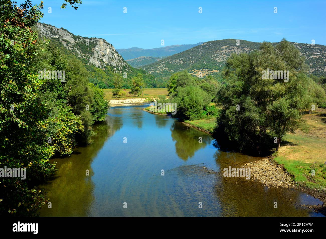 Grèce, terre sur la rivière Nestos Banque D'Images