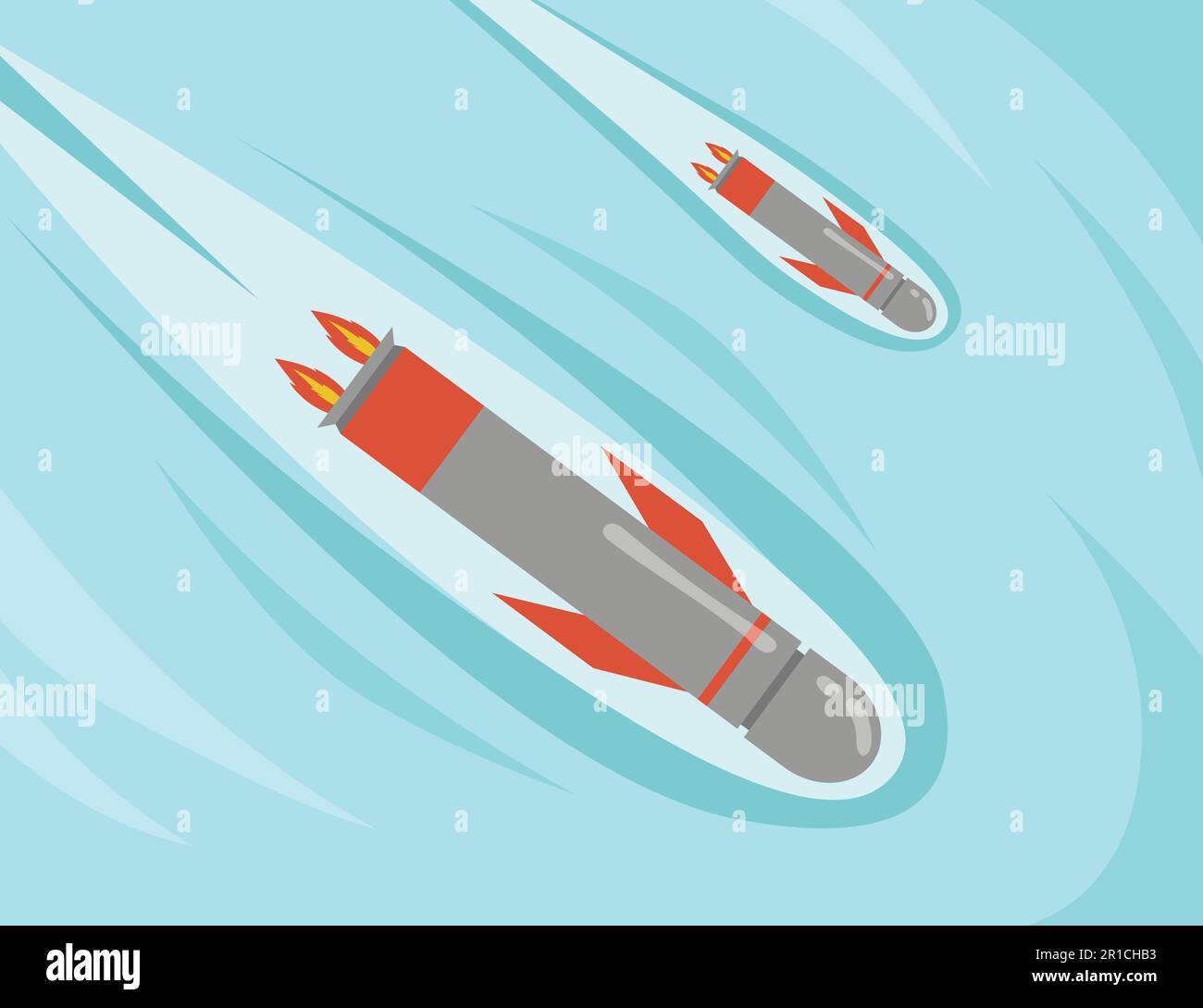 Voler dans des fusées de missiles aériens Illustration de Vecteur