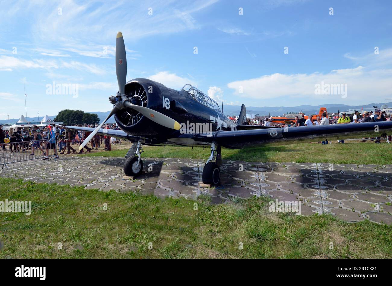 Zeltweg, Autriche - 03 septembre 2022 : spectacle aérien public en Styrie appelé Airpower 22, North American Aviation T-6 Texan, American Single-engined Advance Banque D'Images