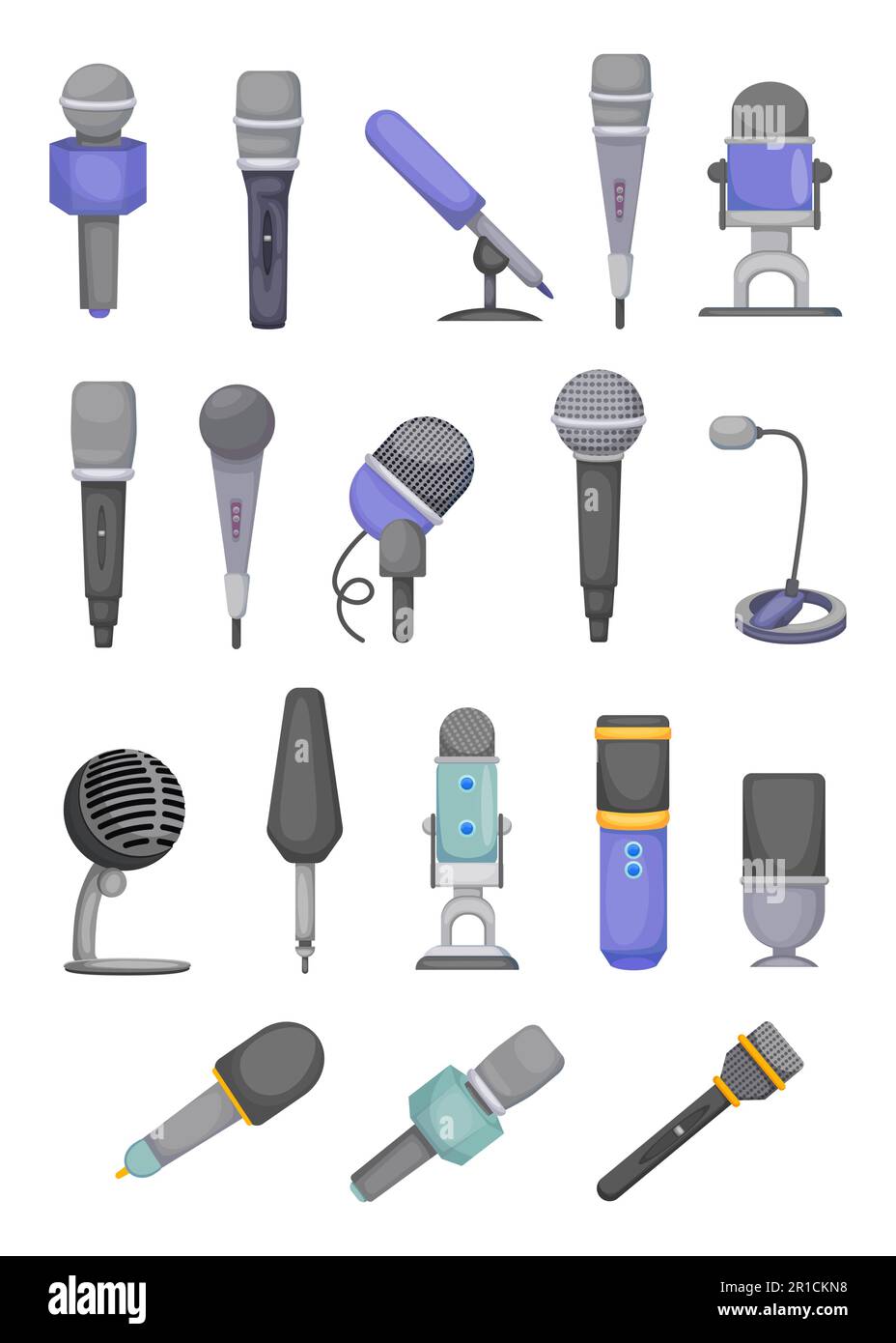 Différents types de microphones jeu d'illustrations vectorielles Illustration de Vecteur
