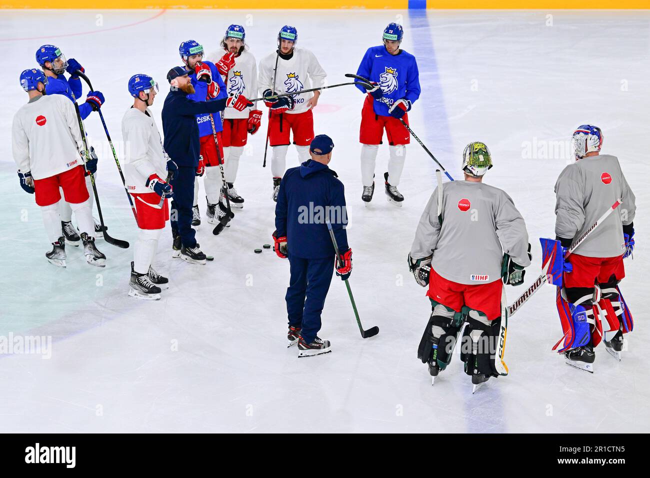 Riga, Lettonie. 13th mai 2023. Une session de formation de l'équipe nationale tchèque de hockey sur glace, dans le cadre du Championnat du monde de hockey sur glace de l'IIHF, s'est tenue à 13 mai 2023, à Riga, en Lettonie. Crédit : David Tanecek/CTK photo/Alay Live News Banque D'Images