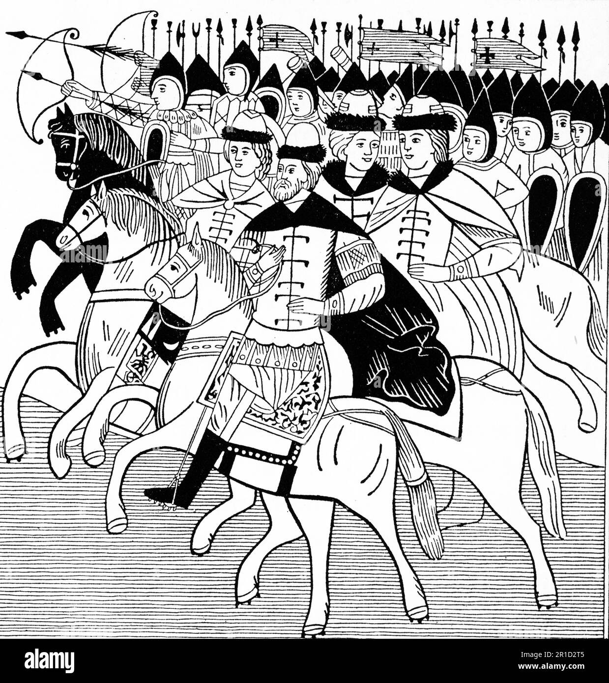 Andrey Bogolyubsky à la tête du Sack de Kiev, 1169. Andrey Bogolyubsky (C1111-1174) a dirigé le Sack de Kiev (1169), et a fait des efforts pour élever Vladimir sur le Klyazma comme la nouvelle capitale de Kievan Rus. Il a été canonisé en tant que saint dans l'Église orthodoxe russe en 1702. Banque D'Images