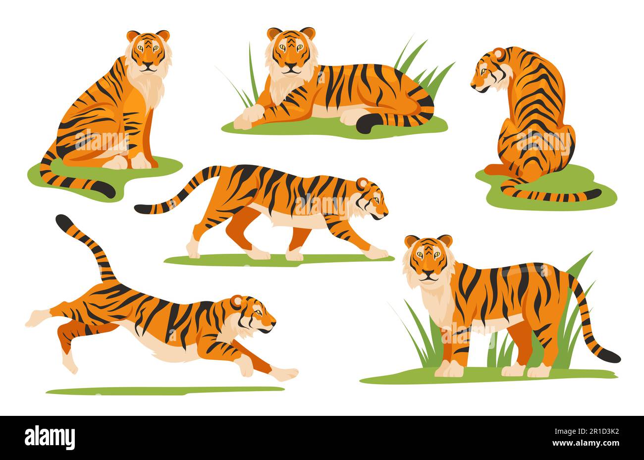 Ensemble de dessins animés à motif tigre Illustration de Vecteur