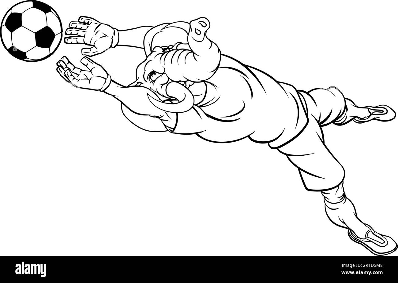 Joueur de football soccer éléphant Mascotte Sports Illustration de Vecteur