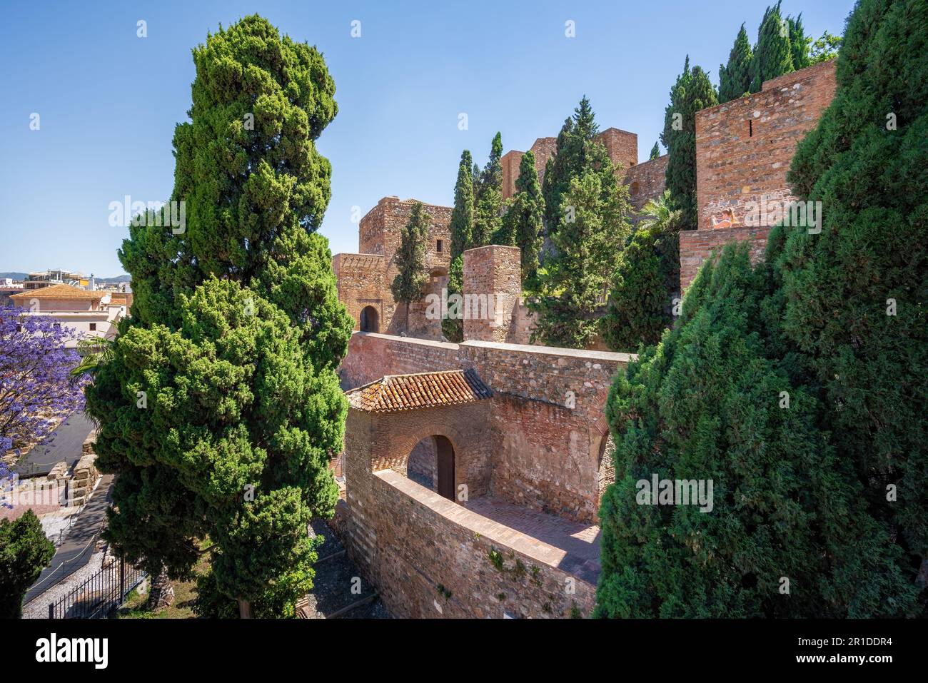 Forteresse Alcazaba - Malaga, Andalousie, Espagne Banque D'Images