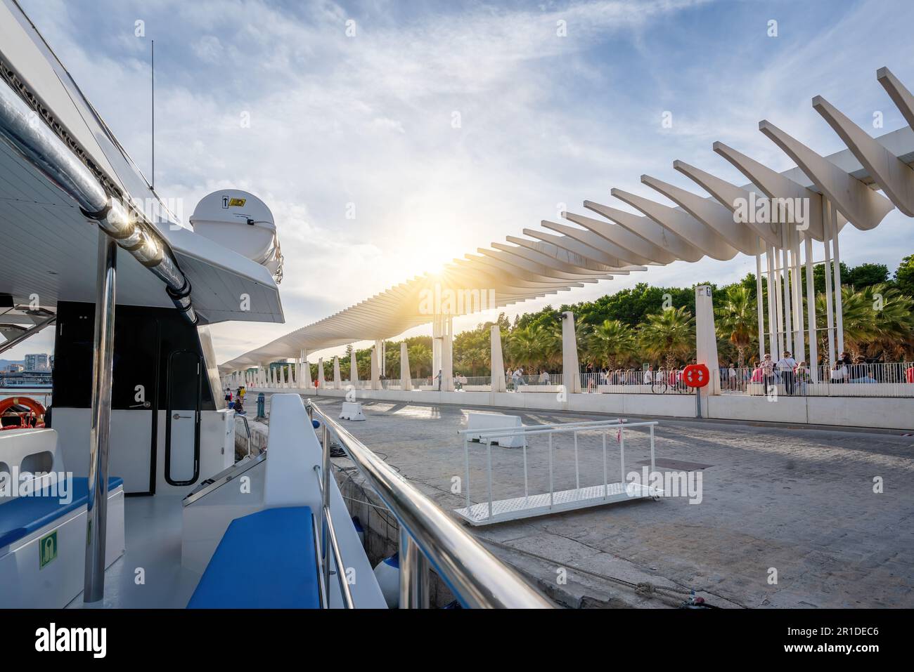 Paseo del Muelle Uno Cataran - Malaga, Andalousie, Espagne Banque D'Images