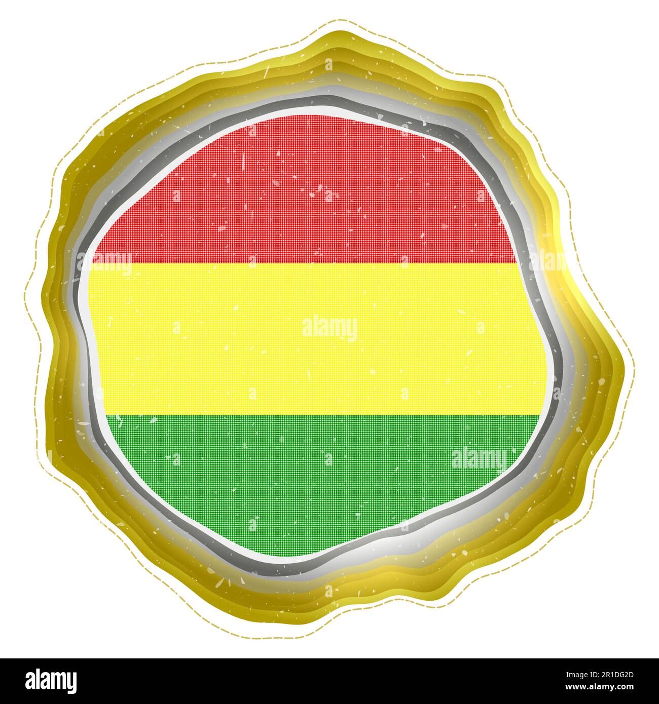 Drapeau bolivien dans le cadre. Badge du pays. Signe circulaire superposé autour du drapeau de la Bolivie. Illustration vectorielle vibrante. Illustration de Vecteur